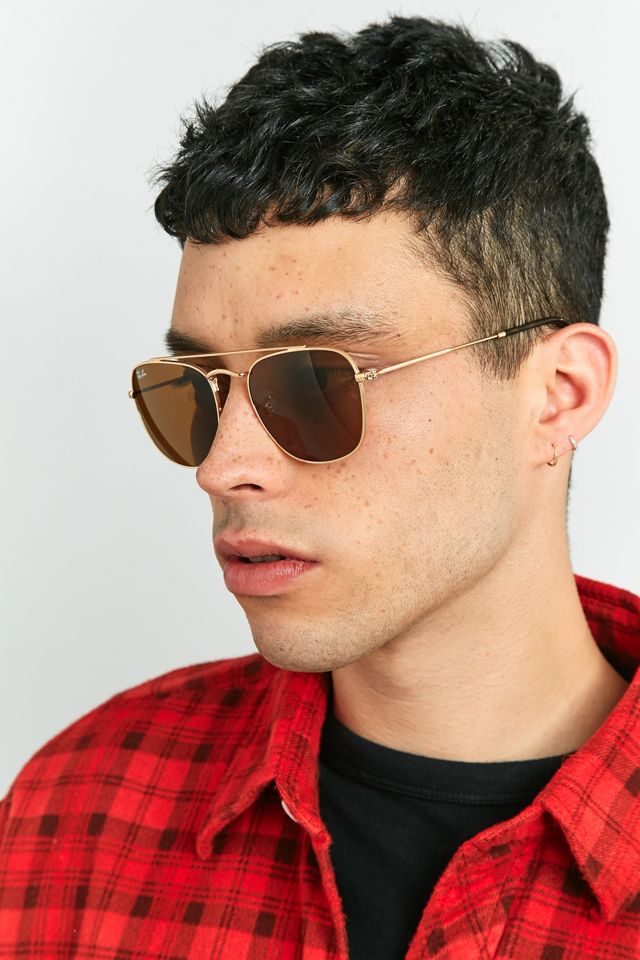 Ray-Ban - Lunettes de soleil aviateur emblématiques dorées et marron #1